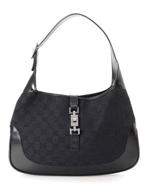 gucci black fabric handbag|gucci black handbags women.